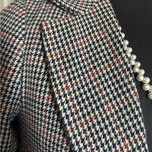 New Look Houndstooth Long Line Blazer - Picture 2 of 5